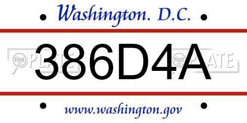 386D4A District Of Columbia License Plate