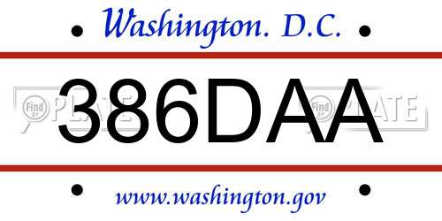 386DAA District Of Columbia License Plate