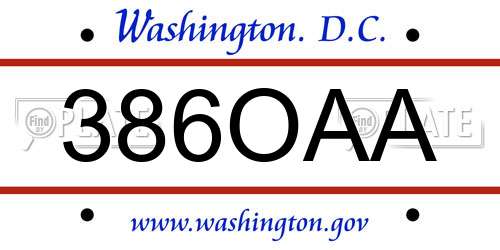 386OAA District Of Columbia License Plate