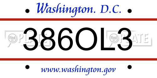 386OL3 District Of Columbia License Plate