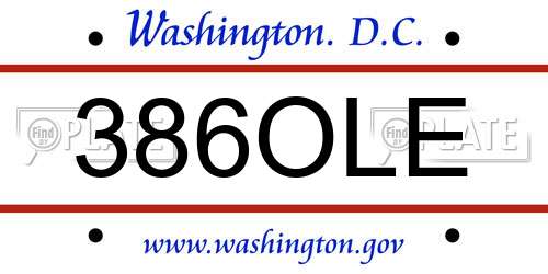 386OLE District Of Columbia License Plate
