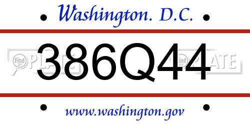 386Q44 District Of Columbia License Plate