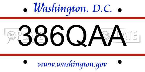 386QAA District Of Columbia License Plate