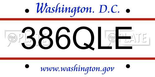 386QLE District Of Columbia License Plate
