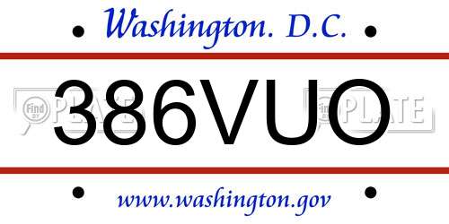 386VUO District Of Columbia License Plate