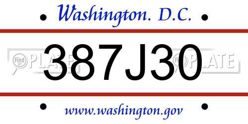 387J30 District Of Columbia License Plate