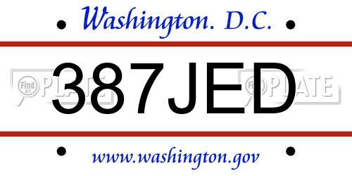 387JED District Of Columbia License Plate