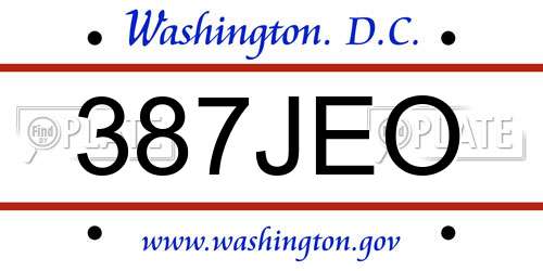387JEO District Of Columbia License Plate