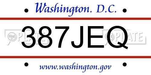 387JEQ District Of Columbia License Plate
