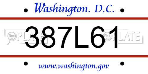 387L61 District Of Columbia License Plate