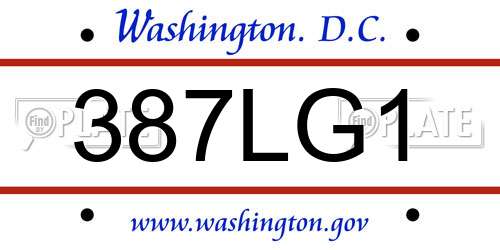 387LG1 District Of Columbia License Plate