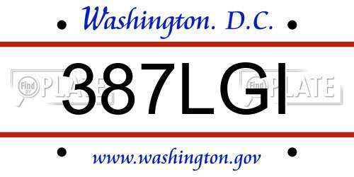387LGI District Of Columbia License Plate