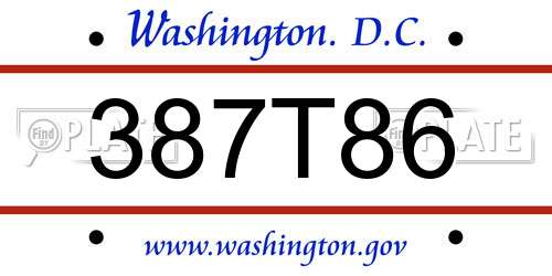 387T86 District Of Columbia License Plate