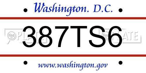 387TS6 District Of Columbia License Plate