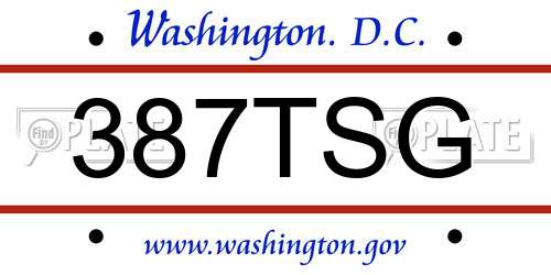 387TSG District Of Columbia License Plate