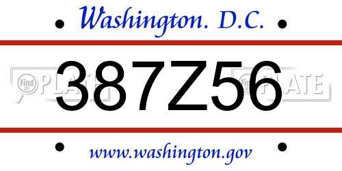 387Z56 District Of Columbia License Plate