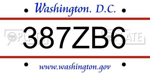 387ZB6 District Of Columbia License Plate