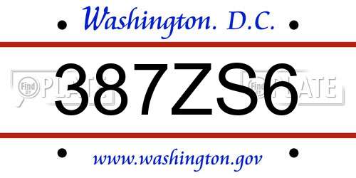 387ZS6 District Of Columbia License Plate