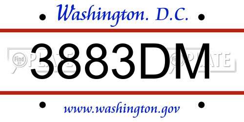 3883DM District Of Columbia License Plate
