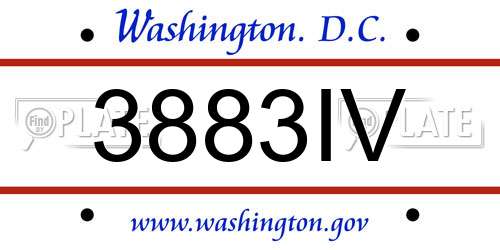 3883IV District Of Columbia License Plate