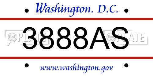 3888AS District Of Columbia License Plate