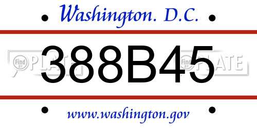 388B45 District Of Columbia License Plate