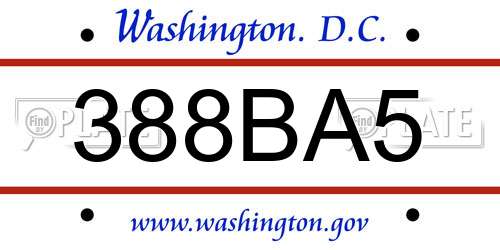 388BA5 District Of Columbia License Plate