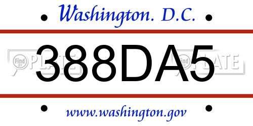 388DA5 District Of Columbia License Plate