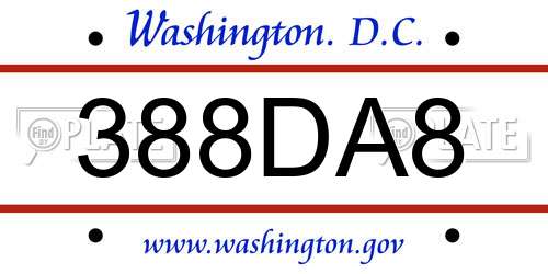 388DA8 District Of Columbia License Plate