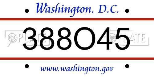 388O45 District Of Columbia License Plate