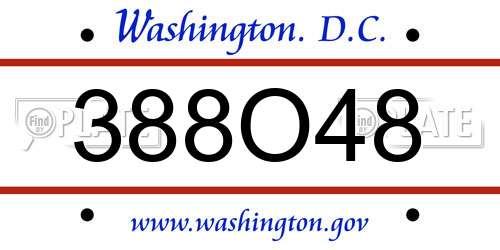 388O48 District Of Columbia License Plate