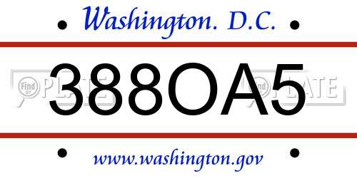 388OA5 District Of Columbia License Plate