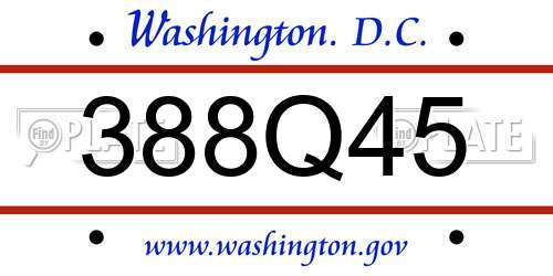 388Q45 District Of Columbia License Plate