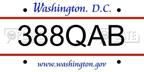 388QAB District Of Columbia License Plate