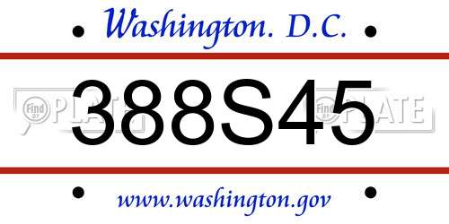388S45 District Of Columbia License Plate