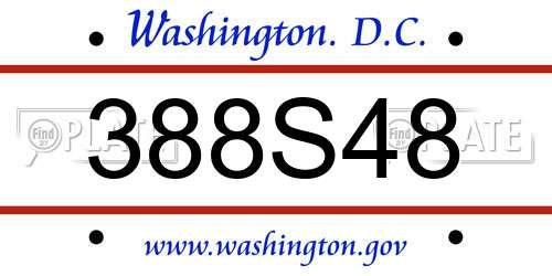 388S48 District Of Columbia License Plate