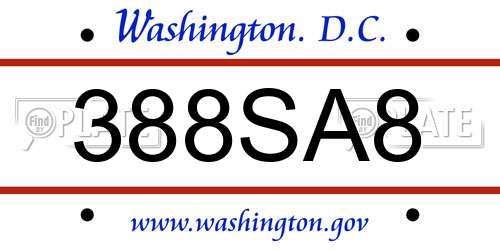 388SA8 District Of Columbia License Plate