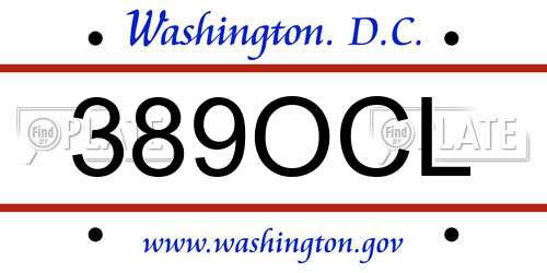 389OCL District Of Columbia License Plate