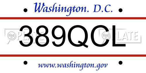 389QCL District Of Columbia License Plate