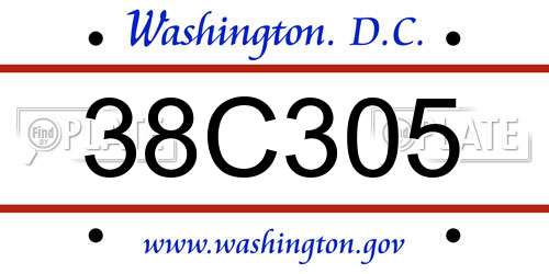 38C305 District Of Columbia License Plate