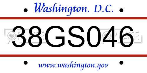 38GS046 District Of Columbia License Plate