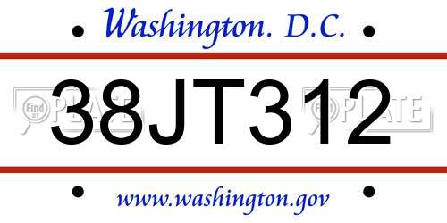 38JT312 District Of Columbia License Plate