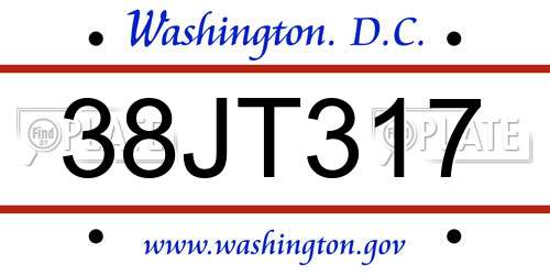 38JT317 District Of Columbia License Plate
