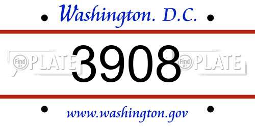 3908 District Of Columbia License Plate
