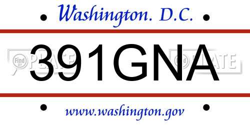 391GNA District Of Columbia License Plate