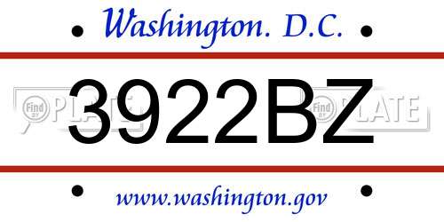 3922BZ District Of Columbia License Plate