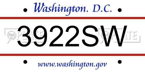 3922SW District Of Columbia License Plate