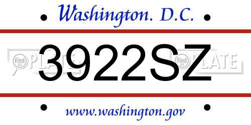 3922SZ District Of Columbia License Plate