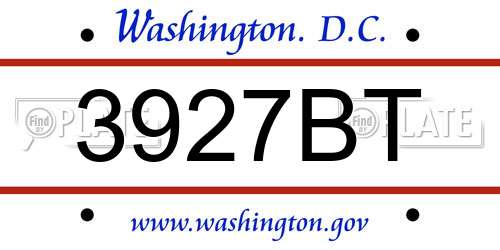 3927BT District Of Columbia License Plate