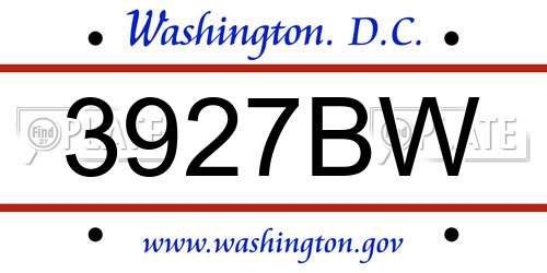 3927BW District Of Columbia License Plate